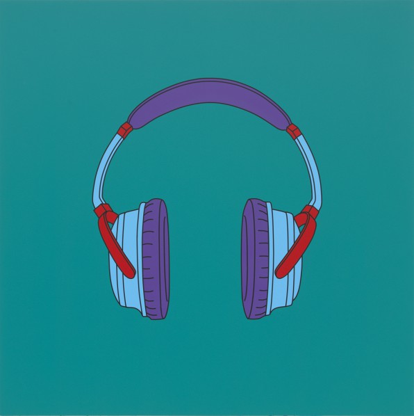 Michael Craig-Martin, Untitled (A Pair of Medium Headphones), acrylic on aluminum, 122 x 122 cm (no frame), 2014