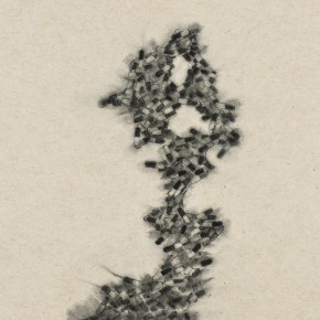 156 Zhang Yanzi, Regestration, 2014; Jute paper, ink and wash, etc. 40x40cm