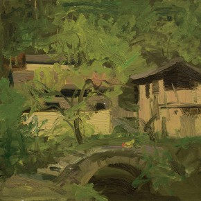 71 Yuan Yuan, The Stone Bridge of Dakengdi Village, oil on canvas, 40 x 40 cm, 2011