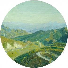 77 Yuan Yuan, Overlooking, oil on canvas, diameter 60 cm, 20099