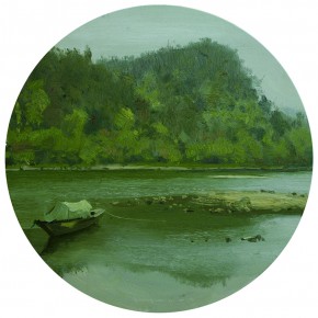 80 Yuan Yuan, Memory of Oujiang, oil on canvas, diameter 60 cm, 2011