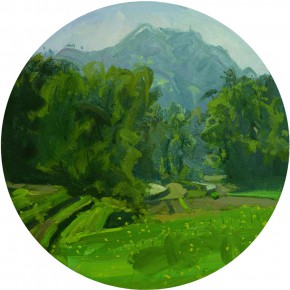 83 Yuan Yuan, The Green Valley, oil on canvas, diameter 80 cm, 2011