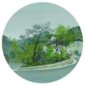 84 Yuan Yuan, The U-Turn, oil on canvas, diameter 60cm, 2009