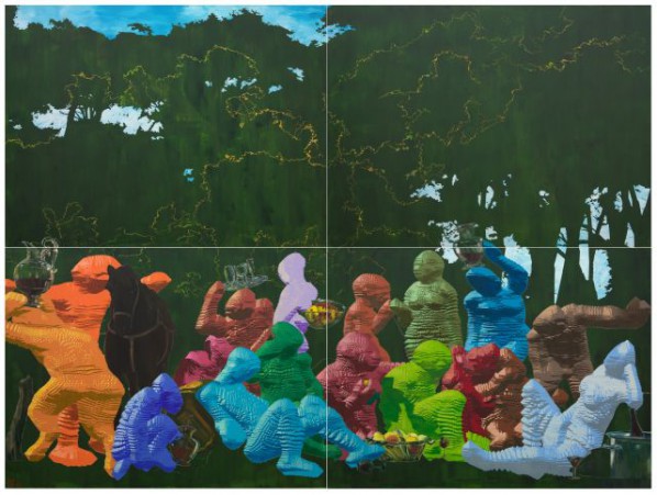 Miao Xiaochun, Picnic, 2013; Acrylic on linen, 400x400cm