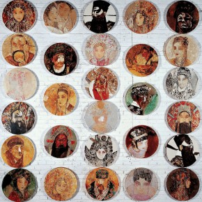 15 Kang Lei, The Rhyme of Play Series Group Paintings, tempera, diameter 50 cm x 28 pieces, 2007