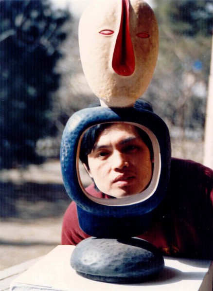 Artist's portrait & Mask Photographed at Dream -- Wu Shaoxiang's Solo Exhibition at China Fine Art Museum in 1988