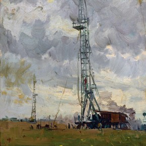 01 Ma Changli, Drilling, oil on cardboard, 40.5 x 32.8 cm, 1965