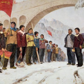 02 Ma Changli, Move to Fight in Tai-hang Mountains, oil on linen, 150 x 250 cm, 1977