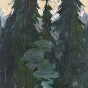 03 Ma Changli, The Smoke in the Morning, oil on cardboard, 37 x 22.5 cm, 1961