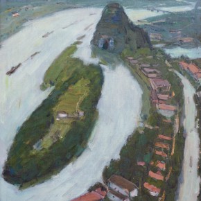 10 Ma Changli, A View of the Lijiang River, oil on linen, 60.6 x 50 cm, 1980