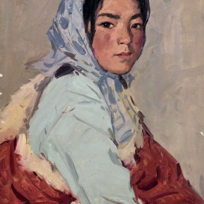 100 Ma Changli, A Mongolian Girl, oil on cardboard, 53.5 x 39.5 cm, 1978