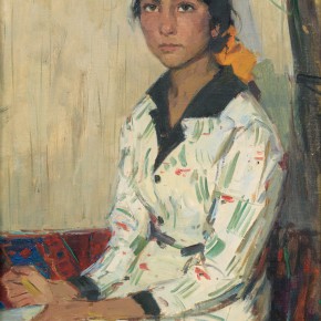 105 Ma Changli, The Uighur Girl Dressed in White, oil on cardboard, 53 x 37.5 cm, 1979