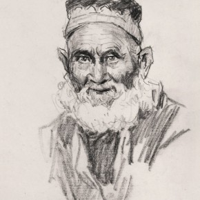 117 Ma Changli, The Senior Uighur Man, charcoal pencil, 28.5 x 21.5 cm, 1979