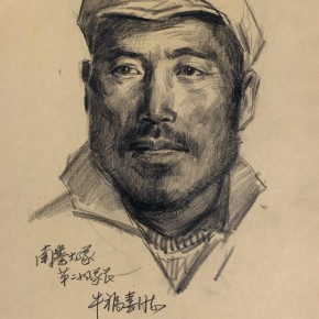 121 Ma Changli, The Production Team Leader Niu Fuxi, charcoal pencil, 39.5 x 28 cm, 1975