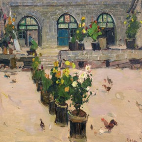 13 Ma Changli, The Courtyard of Cave Dwelling, oil on linen, 32 x 44 cm, 1980