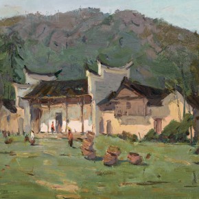 52  Ma Changli, The Green Home, oil on cardboard, 29.5 x 40 cm, 1974