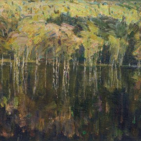 58 Ma Changli, The Lake with Shadow of Grove, oil on linen, 41 x 31.8 cm, 2000
