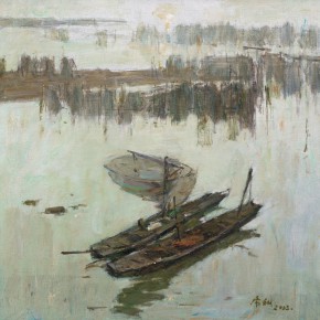 59 Ma Changli, The Lake with Nets, oil on linen, 50 x 50 cm, 2003