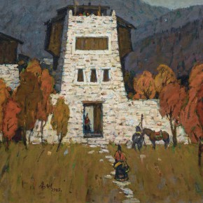 83 Ma Changli, The Tibetan Farmhouse, oil on linen, 65.2 x 80.3 cm, 1989