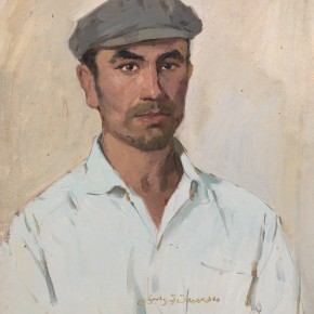 93 Ma Changli, A Uighur Man, oil on cardboard, 47 x 41.5 cm, 1979