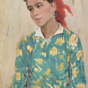 95 Ma Changli, The Girl with a Red Hood Ounisahan, oil on cardboard, 56 x 40 cm, 1979