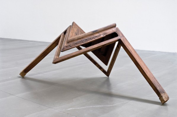 Ai Weiwei, Table with Two Legs, 2008; Wood from qing dynasty(1644-1911) Courtesy of Rubell Family Collection, Miami©Ai Weiwei