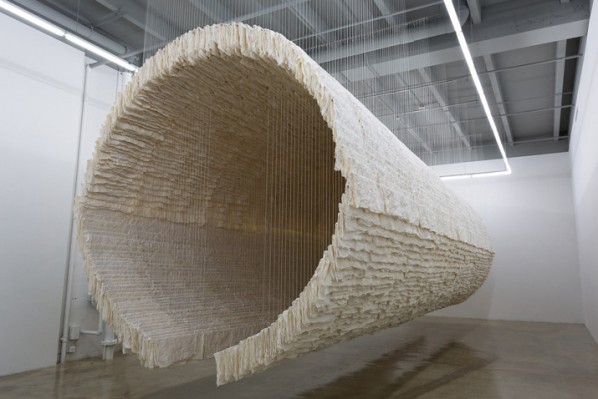 Zhu Jinshi, Boat, 2012; Xuan paper, bamboo, and cotton thread. Courtesy of Rubell Family Collection, Miami. ©Zhu Jinshi©ARS, New York