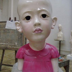 37 Jiang Jie, A Red Child, resin, paint spraying, synthetic hairs, 80cm, 2006