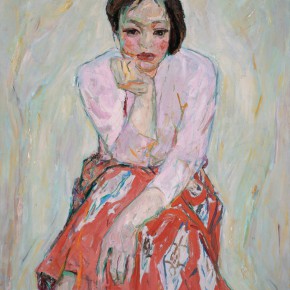 30 Luo Erchun, Portrait of A Woman with a Red Skirt, oil painting, 92 x 73 cm, 1980