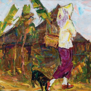 38 Luo Erchun, Go to Market, oil painting, 50 x 55 cm, 2014
