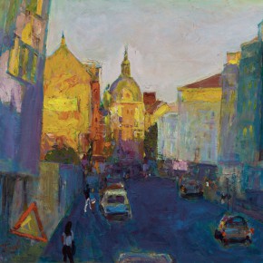 48 Luo Erchun, Urban Twilight, oil painting, 80 x 100 cm, 2006