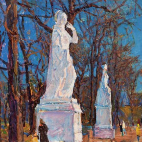 50 Luo Erchun, The Statues, oil painting, 58 x 67.5 cm, 2012