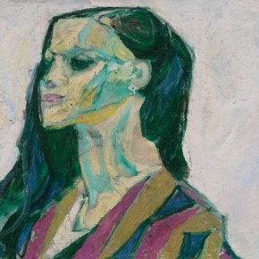 59 Luo Erchun, Profile of the Girl Wearing a Striped Cloth, oil painting, 41.5 x 57 cm, 1986