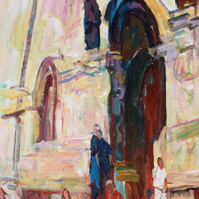 74 Luo Erchun, In the Corner of Prague Square, oil painting, 70 x 50 cm, 2014