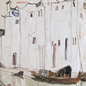 76 Luo Erchun, Mooring, oil painting, 60 x 50 cm, 1989