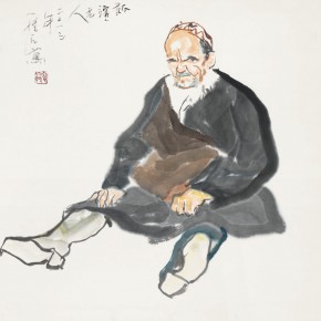 84 Luo Erchun, The Senior Man from Xinjiang, Chinese painting, 68 x 68 cm, 2013