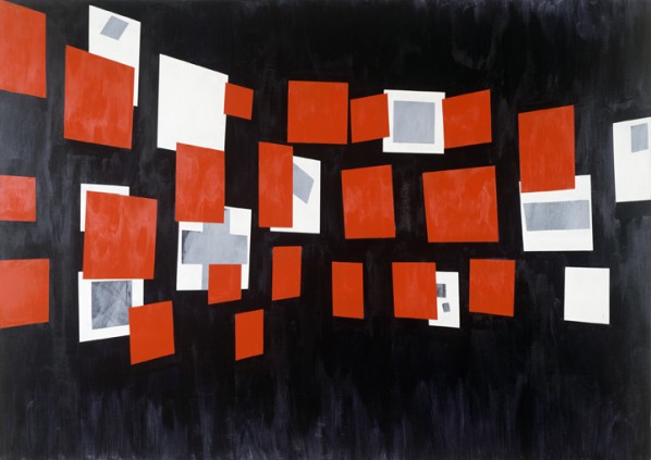 David Diao,“Glissement,” 1984, Acrylic paint on canvas, 70 x 100 inches, Courtesy of Pierogi Gallery