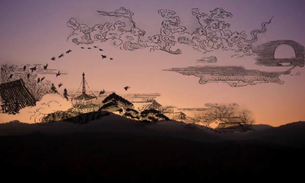 Towards Evening: Six Chapters(Chapter2,Work 8), cibachrome transparency in lightbox, installed with transparency of drawing, Variable size Towards Evening: Six Chapters(Chapter2,Work 8), cibachrome transparency in lightbox, installed with transparency of drawing, Variable size