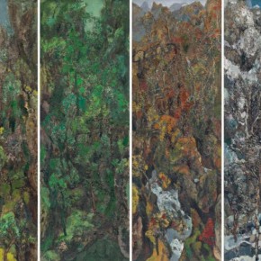 58 Hong Ling, Spirit of the Mountains and Rivers, 150 x 50 cm x 4, oil on canvas, 1996