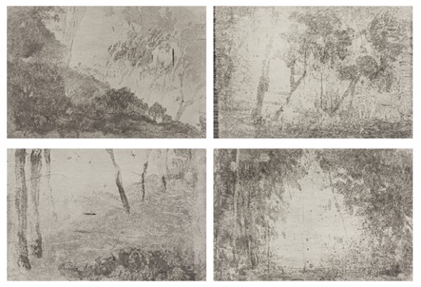 Yan Shanchun, West Lake – Ge Hill. 2013; Copper plate etching, each image 35x48cmx4