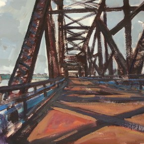 72 Shi Yu, Highway 66 – The Old Stone Bridge with Iron Chains, oil on paper, 76 x 55 cm, 2014