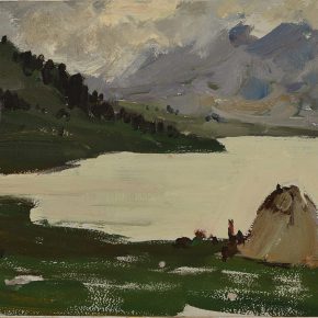 23 Luo Gongliu, Mongolian Yurt, oil on cardboard, 25 x 33 cm, 1961, collected by the family of the painter