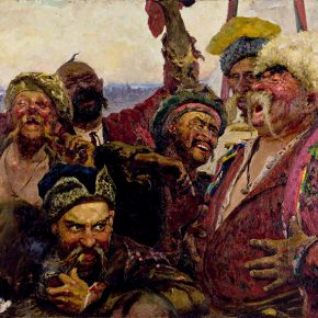 30 Luo Gongliu copied “Reply of the Zaporozhian Cossacks” detail, oil on canvas, 85 x 130 cm, 1958, in the collection of Huamao Art Educational Museum in Zhejiang province