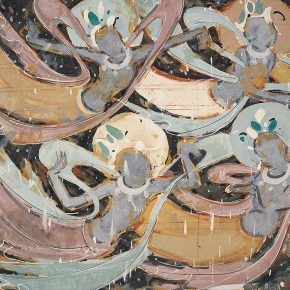 38 Luo Gongliu copied mural painting “Flying Apsaras” in Maijishan, gouache on paper, 63 x 81 cm, 1953, collected by the family of the painter