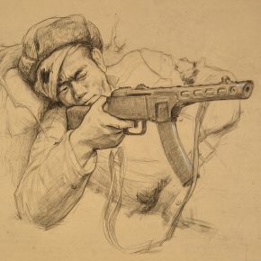 40 Luo Gongliu, Kill All the Enemies, drawing, 33.5 x 37.5 cm, 1952, collected by the family of the painter