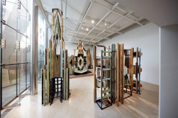 Liu Wei, Merely a Mistake, 2009-2012; Doors, door frames, acrylic board, stainless steel, 270x450x320cm, Collection of David Chau