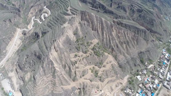 Back View of Reconstructions on The Hill of Qi Fu