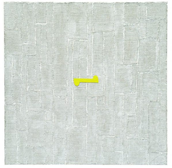 SHIDA KUO, Untitled P 06-15, 2015; Acrylic, Burlap on canvas, 122x122cm