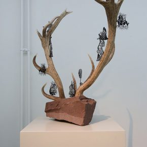05 Wu Jian’an, The Immortal. Deer horn, rock, laser engraving on copper plate. 86 x 110 x 54cm. 2016