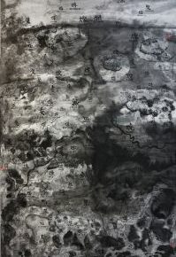 44 Qiu Zhijie, Virtue of Fire, ink on paper, 124 x 246 cm, 2016